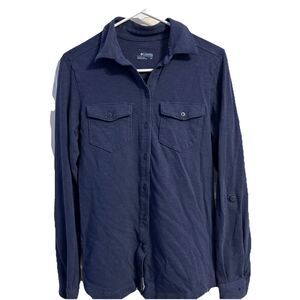 Columbia Shirt Womens Small Blue Long Sleeve Button Up Casual Ladies